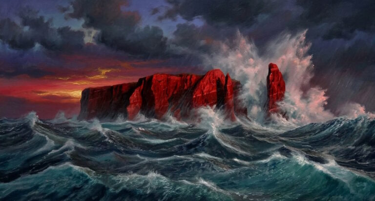 Die Felseninsel Helgoland, wie hier auf dem Bild zu sehen, ragt "wie mit dem Messer abgeschnitten" aus der Nordsee auf. Die natürlichen Gegebenheiten in der Helgoländer Bucht gegen Ende der Bronzezeit lassen sich gut mit Platons Atlantis-Bericht in Einklang bringen.