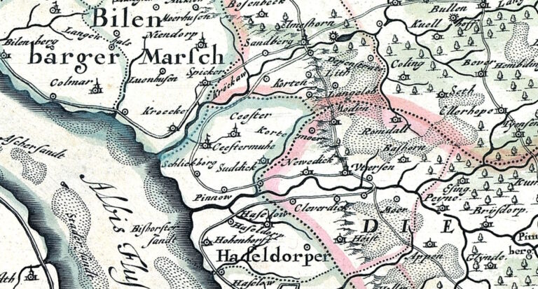 Kartenauszug einer alten Karte mit Binnendünen